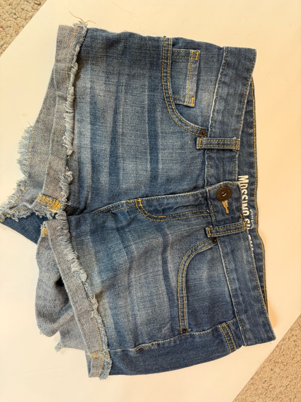 Mossimo Supply Co. Blue Denim Frayed Hem Ankle/Cropped Shorts